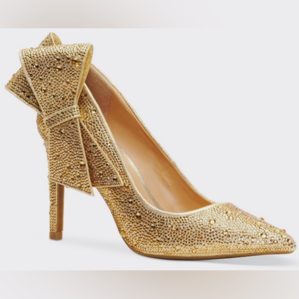 NWT)INC Womens Silver Gold Rhinestone Dressy Pumps Sandals size 6